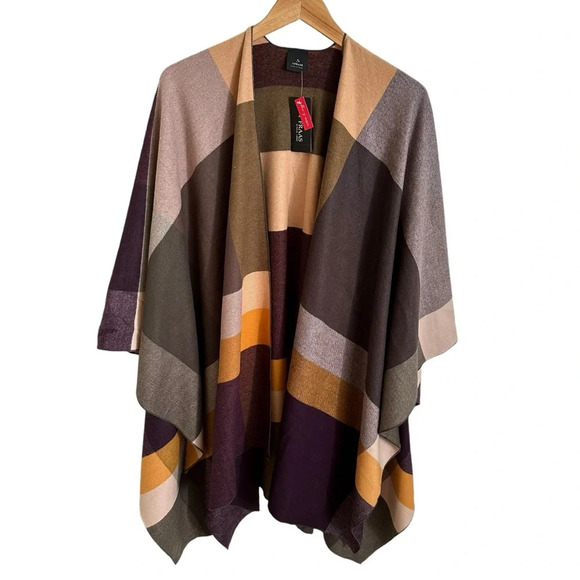 NWT V Fraas one size Plaid Super Soft Wrap Shawl Blanket Scarf Autumnal New cozy - Picture 1 of 4